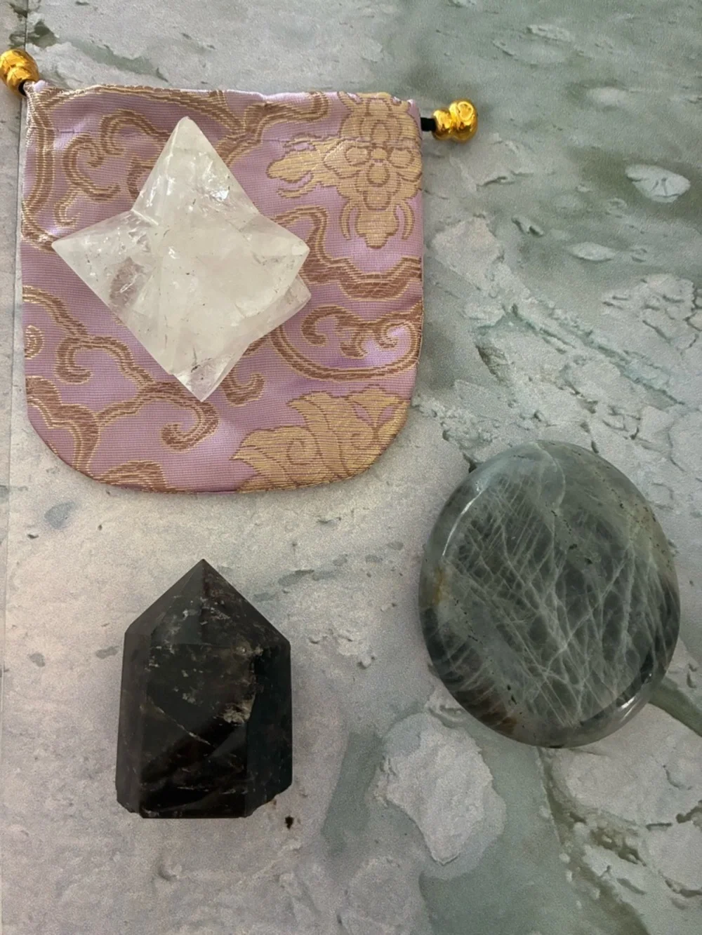 🔮 4 Piece Healing Crystal Gift in Ceramic Moon Box - Quartz Merkaba ⚡️🎁 - Picture 1 of 10